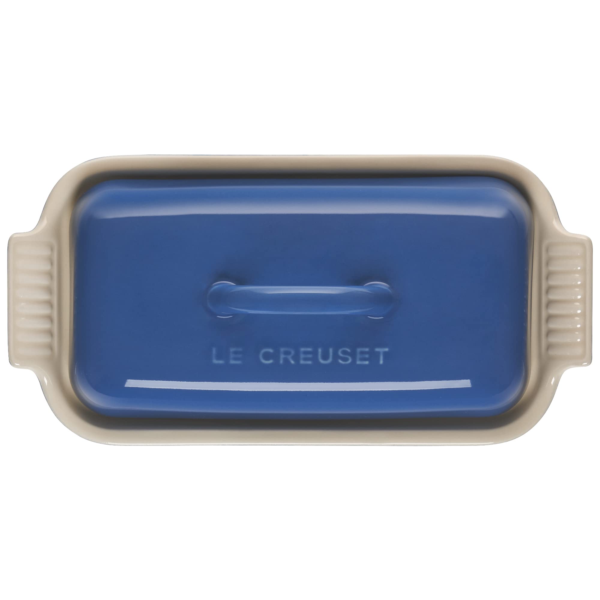 Le Creuset Heritage Butter Dish with glossy glaze easy cleanup and stain resistance.