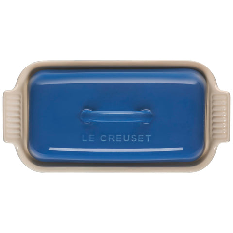 Le Creuset Heritage Butter Dish with glossy glaze easy cleanup and stain resistance.