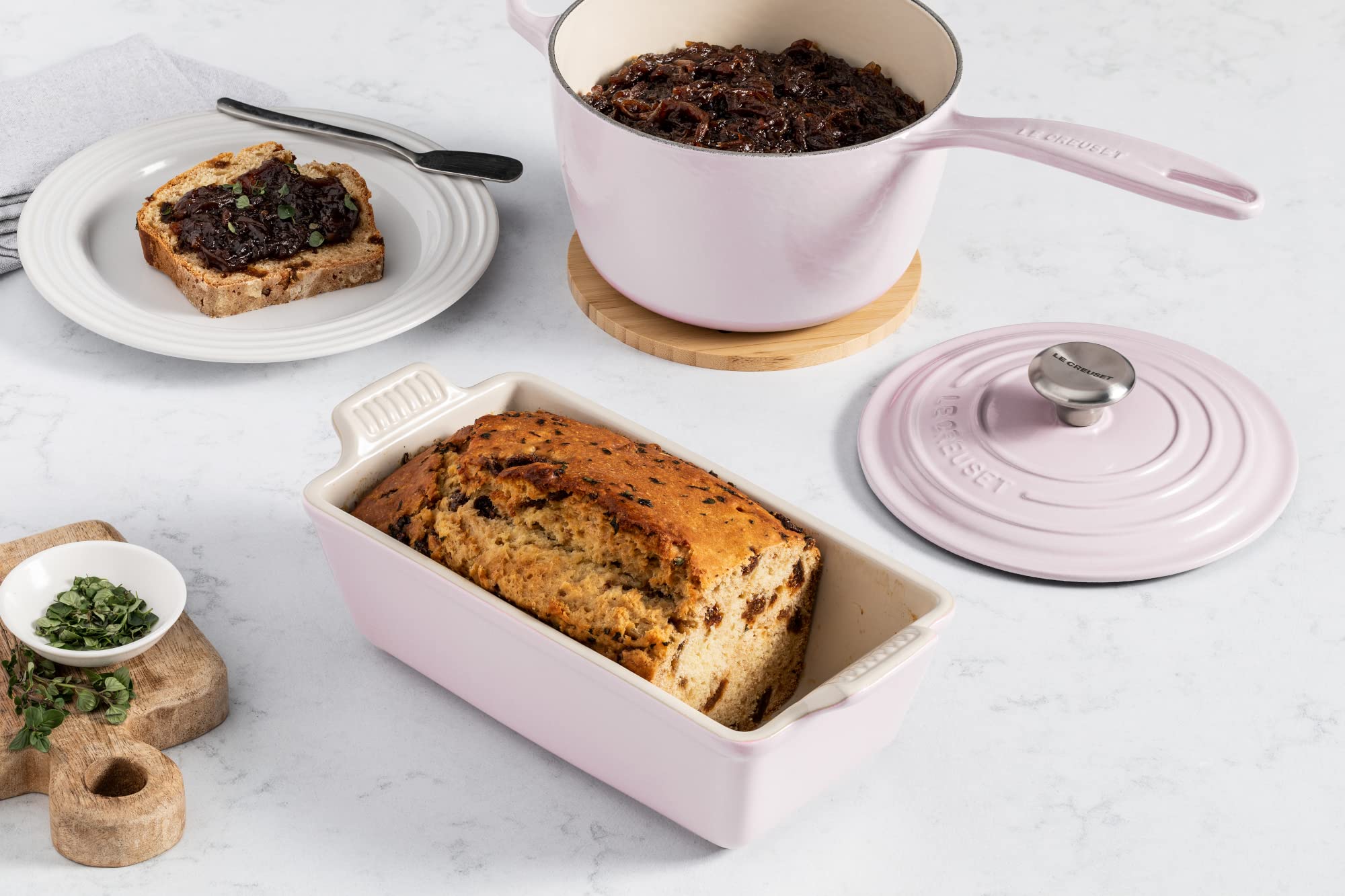 Le Creuset glaze is nonporous and easy-release for quick cleanup.