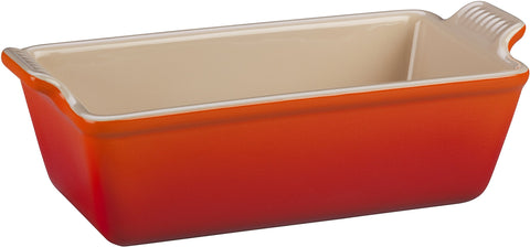 Le Creuset Heritage Loaf Pan flame glaze, oven-to-table presentation for breads