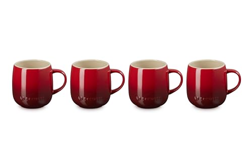 Close-up of Cerise glaze on Le Creuset mug with glossy finish