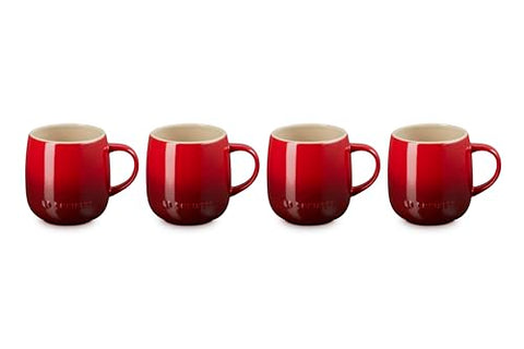 Close-up of Cerise glaze on Le Creuset mug with glossy finish