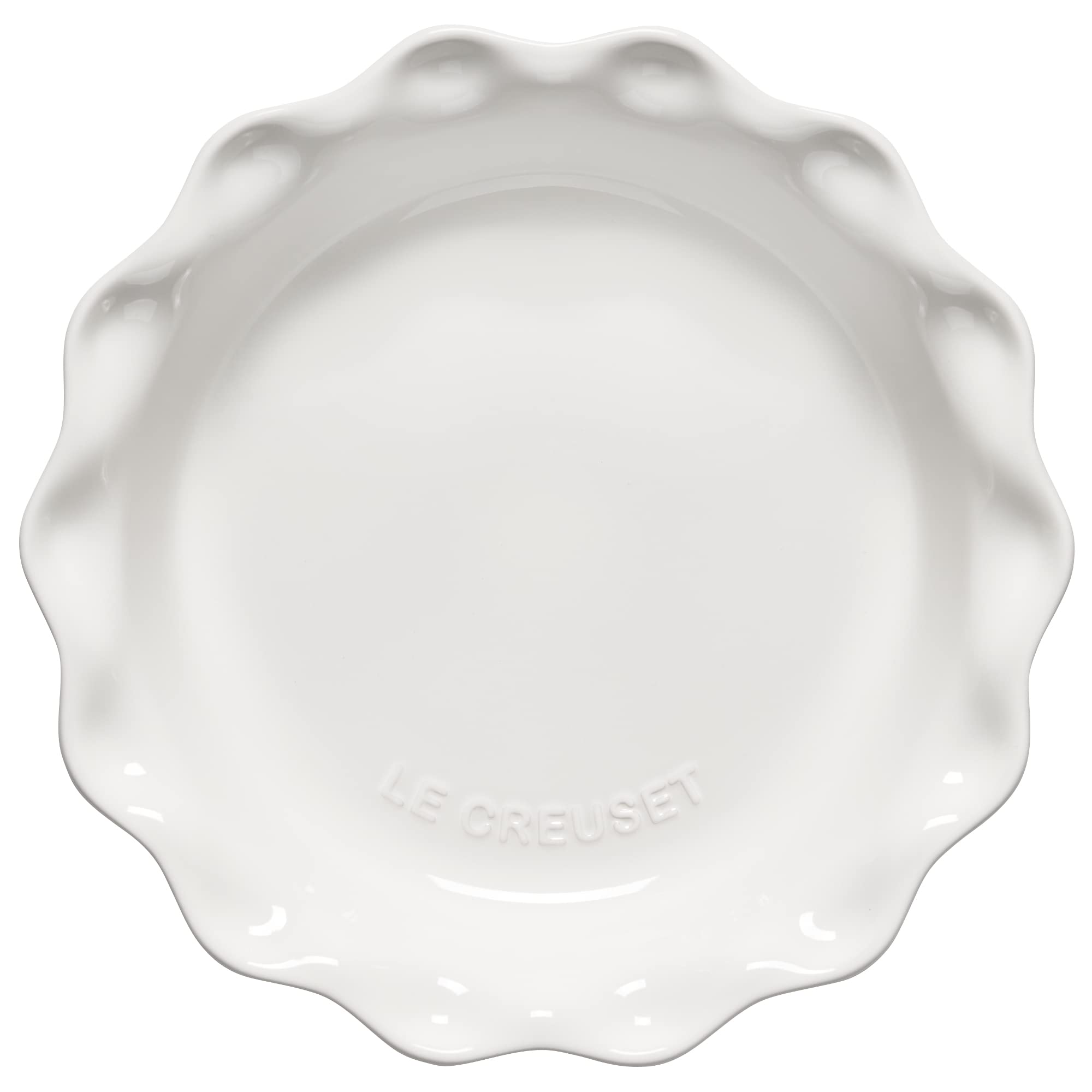Le Creuset Heritage Pie Dish 9-inch white oven-to-table photo emphasizes versatile serving.