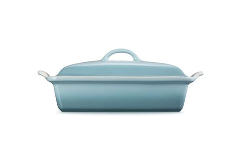 Le Creuset Heritage casserole interior in Sea Salt glaze showing smooth enamel for easy release.