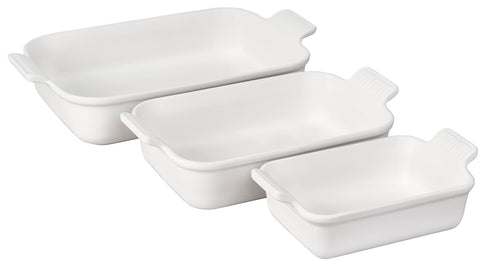 Le Creuset Heritage 12.5-inch white dish shows even browning for desserts and roasts