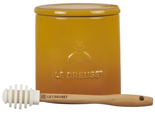 Le Creuset honey dipper resting in Nectar pot, easy recipe sweetening at the table.