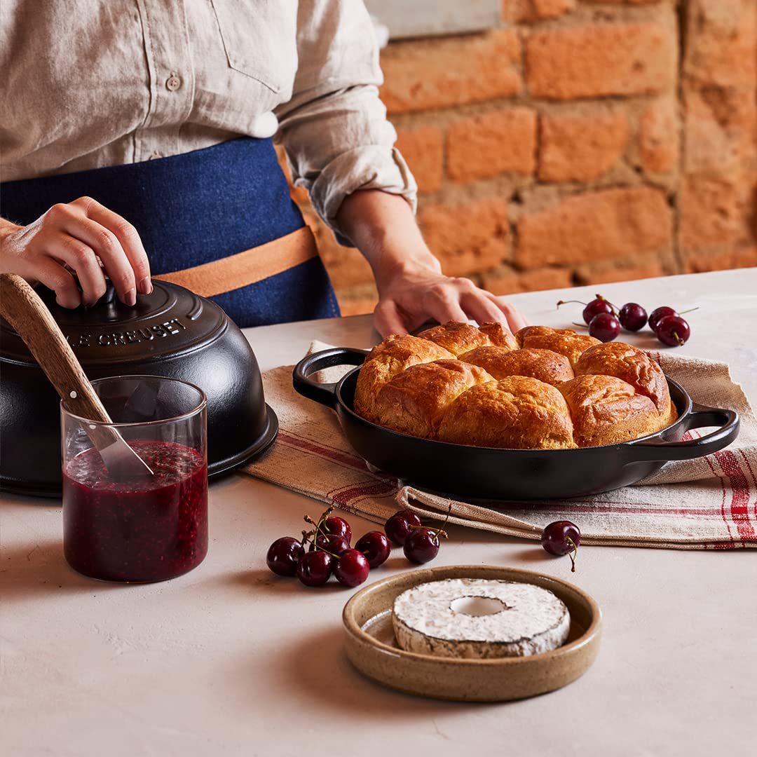 Le Creuset matte black interior enamel is easy to clean and develops patina.