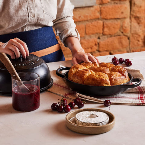 Le Creuset matte black interior enamel is easy to clean and develops patina.
