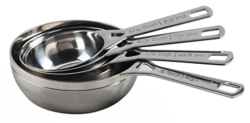 Le Creuset one-half cup for quick, reliable ingredient prep during sauces.