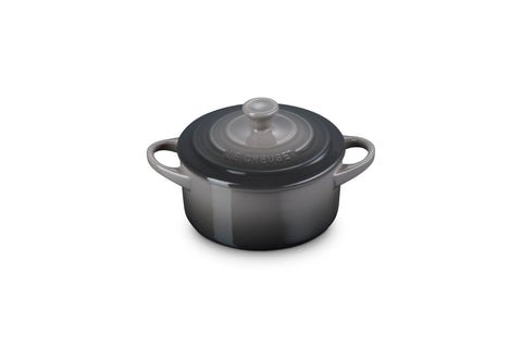 Le Creuset mini round cocotte in oyster top view for single portions