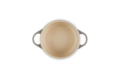 Le Creuset dessert bake in oyster cocotte with vibrant glaze.