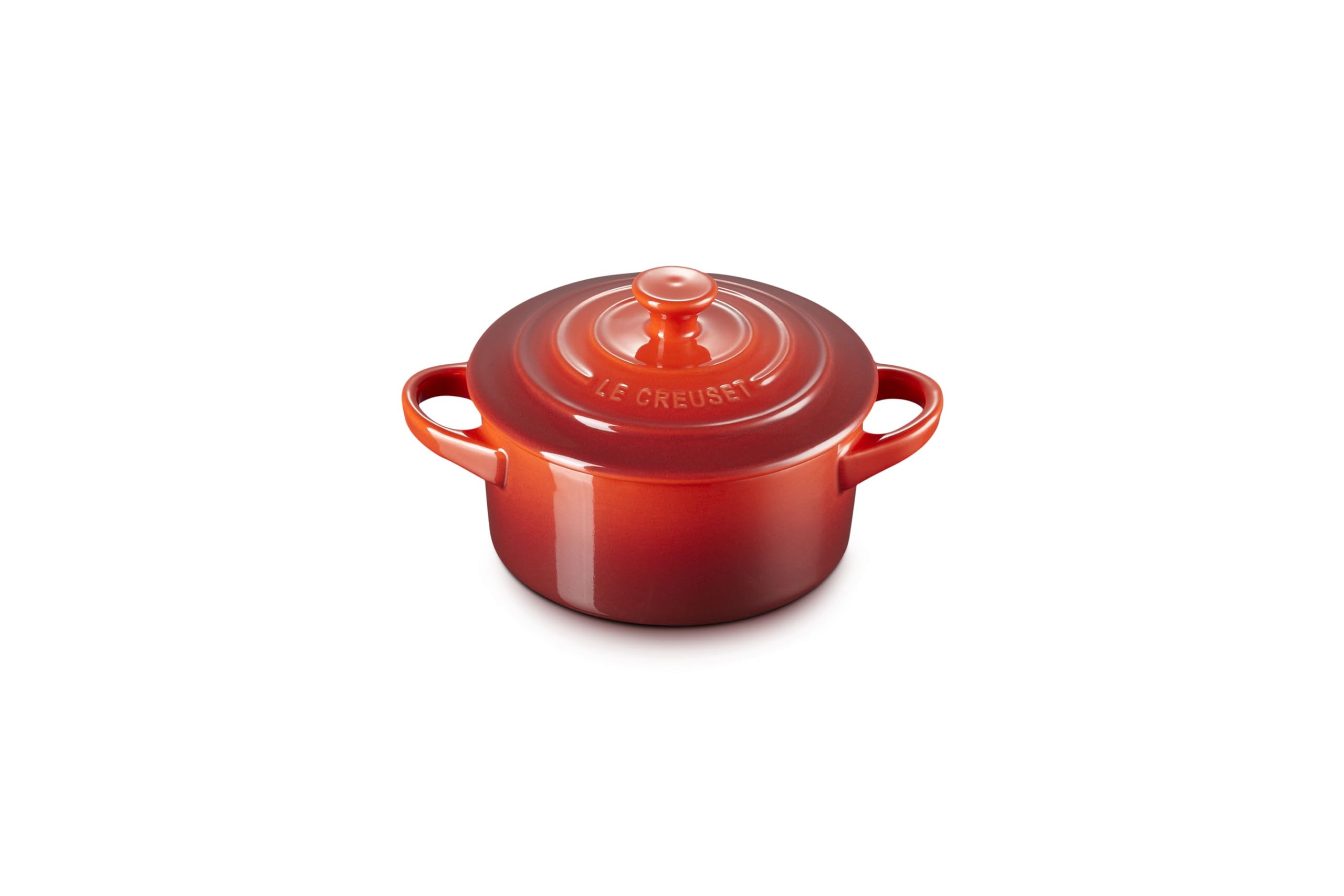 Le Creuset mini round cocotte in cerise ready for table-ready single servings.