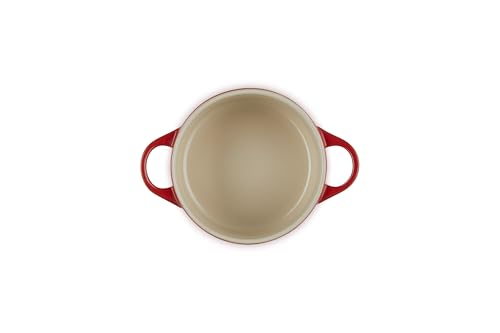 Le Creuset mini round cocotte cerise table setting with elegant presentation