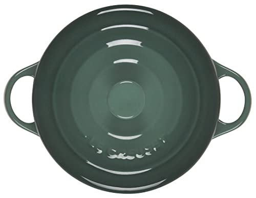 Le Creuset Mini Round Cocotte enamel finish in Artichaut adds vibrant color