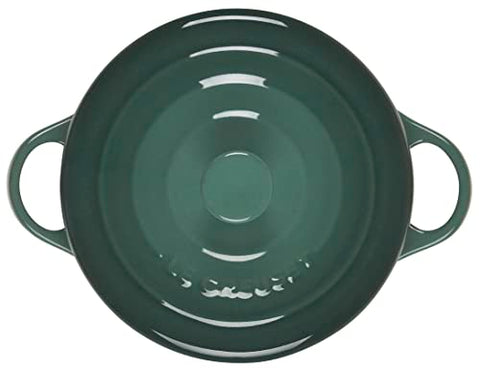 Le Creuset Mini Round Cocotte enamel finish in Artichaut adds vibrant color