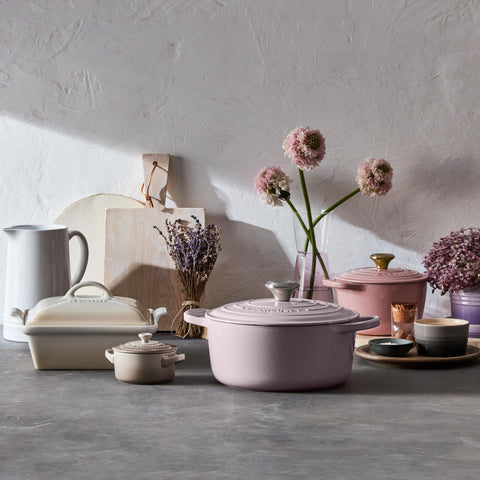 Le Creuset cocotte glaze guards against scratches and flavor absorption.