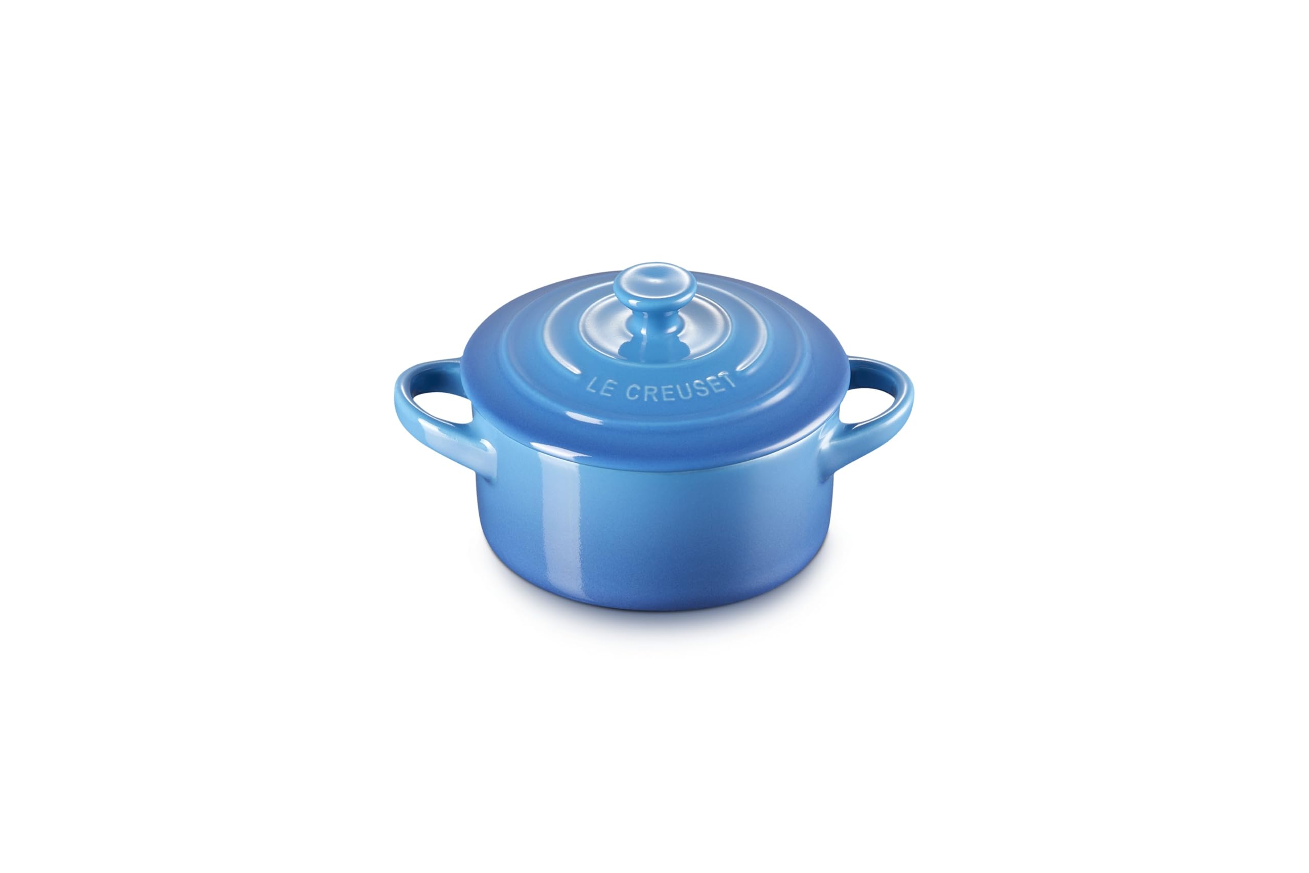 Le Creuset mini round cocotte Marseille front view highlights durable stoneware for everyday meals.