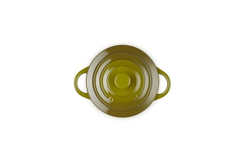 Le Creuset olive cocotte for baking, showing even browning and easy release.