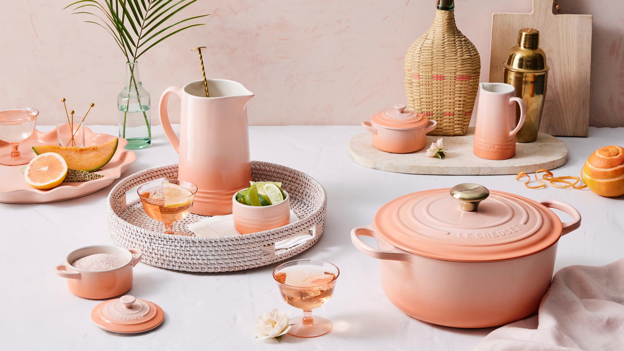 Le Creuset Peche cocotte retains heat to keep desserts warm.