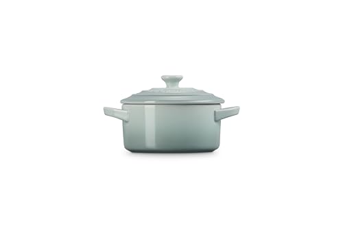 Le Creuset 8oz cocotte stackable storage, saves space in small kitchens.