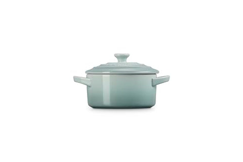 Le Creuset 8oz cocotte stackable storage, saves space in small kitchens.