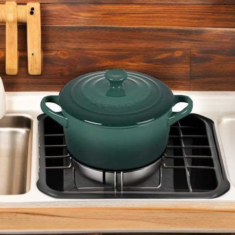 Le Creuset Mini Round Cocotte on display at table adds color and style