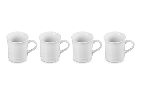 Le Creuset 14 oz white mug side angle showing durable stoneware