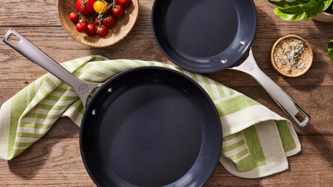 Close-up of Le Creuset ceramic coating highlighting PFAS-free, easy-clean surface