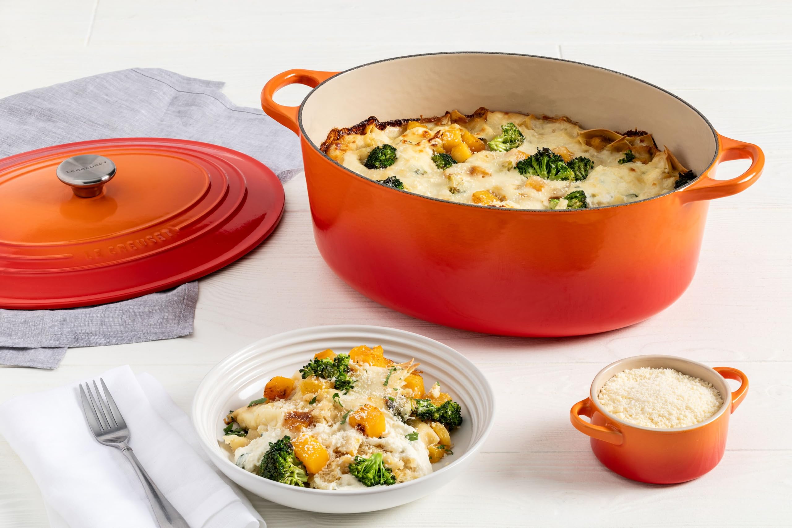 Le Creuset bowls are safe for metal utensils during cooking.