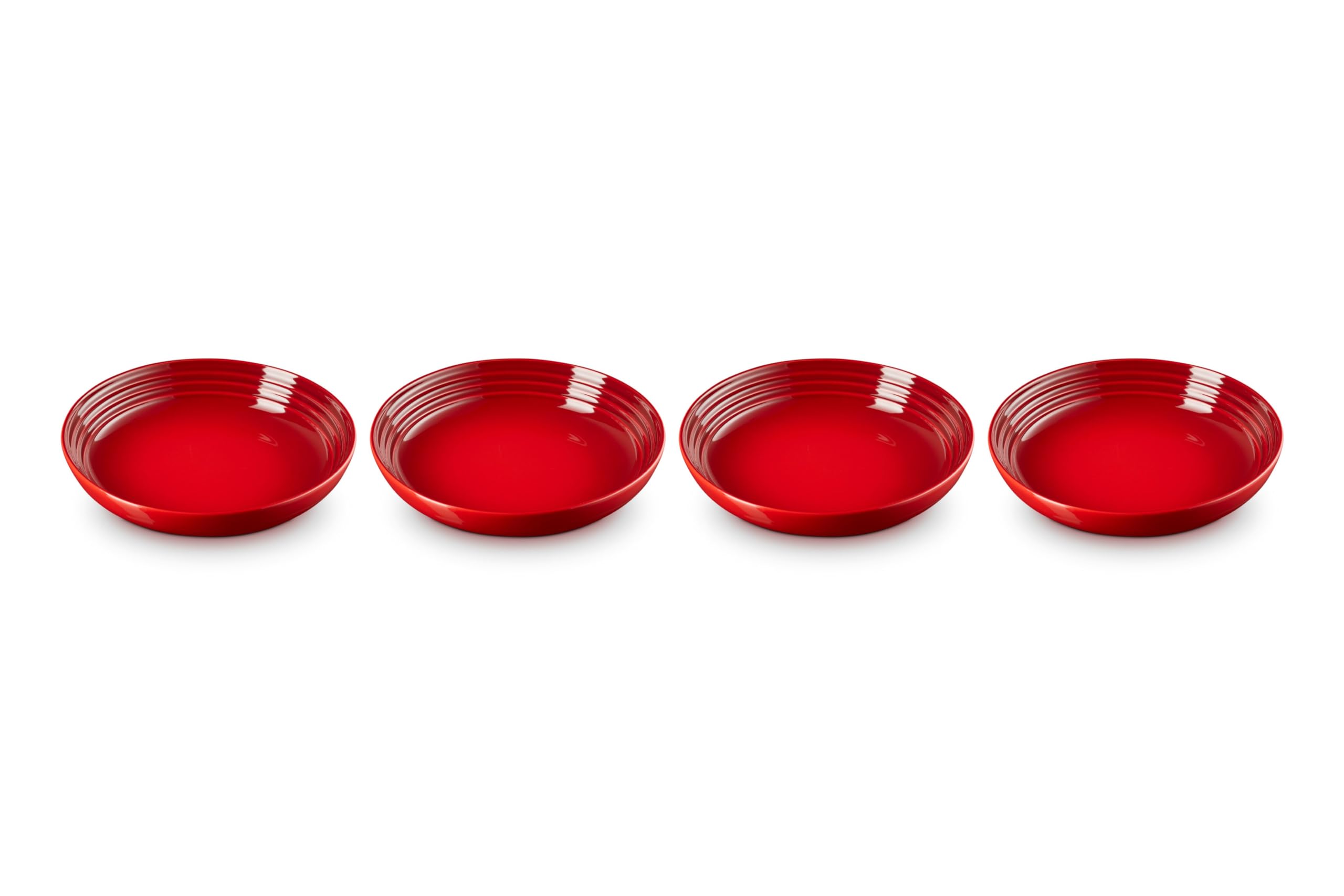Le Creuset Cerise pasta bowls set of four for generous meals.