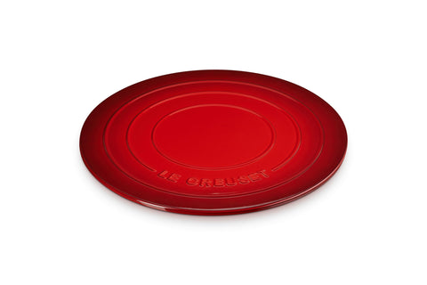 Le Creuset cerise glazed-side pizza stone with smooth release for easy baking