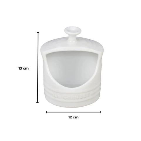 Le Creuset salt crock dishwasher-safe for easy maintenance.