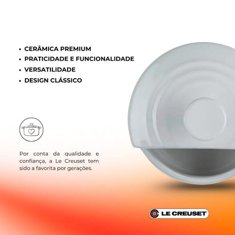 Le Creuset salt crock glazed interior releases foods for quick cleanup.
