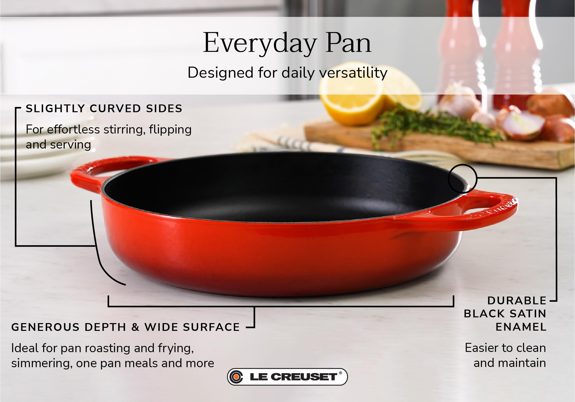 Le Creuset Signature Everyday Pan 11in Marseille stove-to-oven transfer in use
