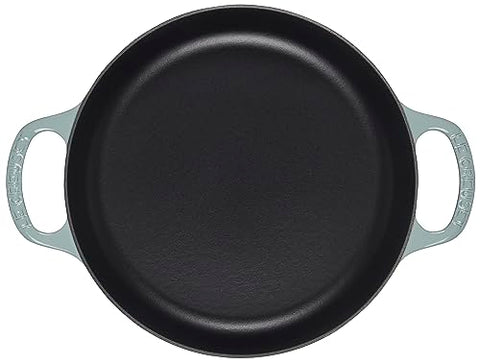 Le Creuset Signature Everyday Pan interior enamel close-up highlighting easy cleaning.