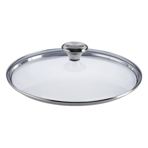 Le Creuset Signature glass lid with stainless steel knob allows clear monitoring for 11-inch pans