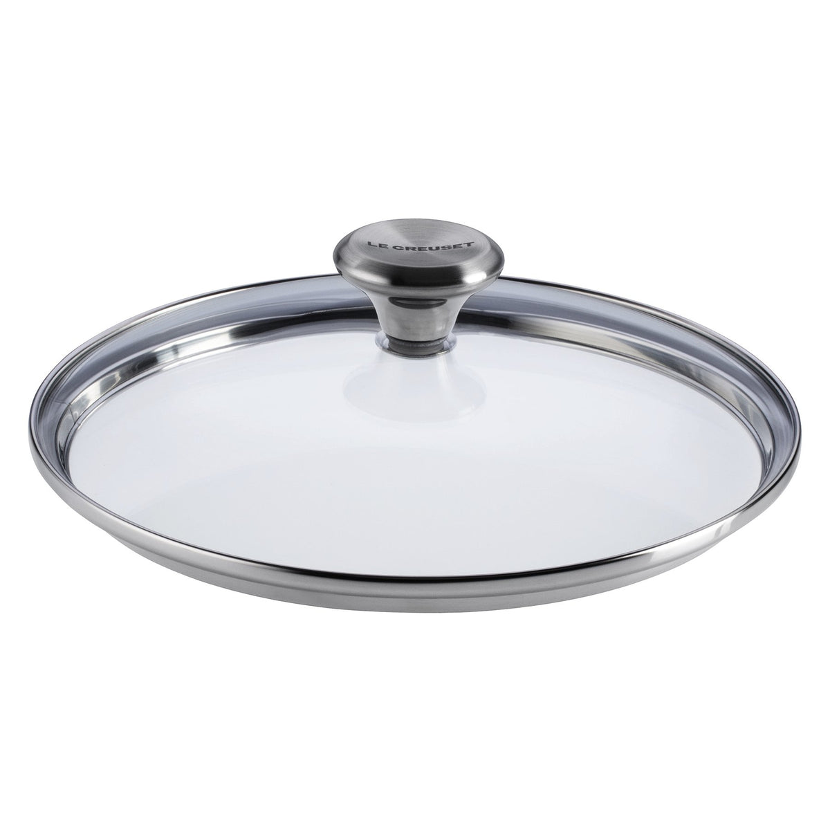 Le Creuset Signature 8-inch glass lid viewable on pan for cooking progress and moisture retention