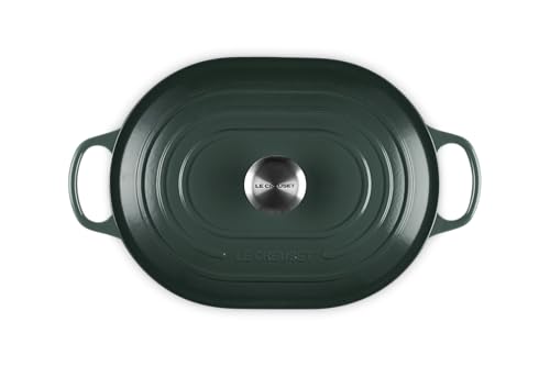 Le Creuset Signature Oval Casserole interior enamel aids monitoring cooking progress