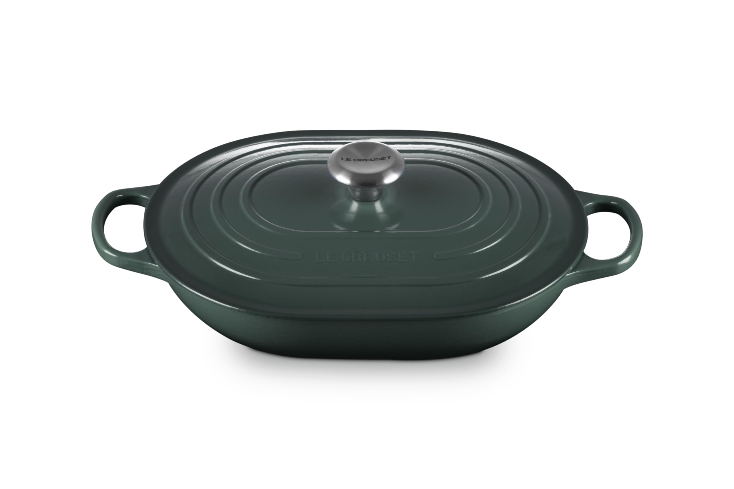 Le Creuset Signature Oval Casserole with lid on for even heat and moist results
