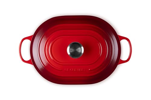 Le Creuset Signature Oval Casserole side view highlights sturdy easy to grip handles