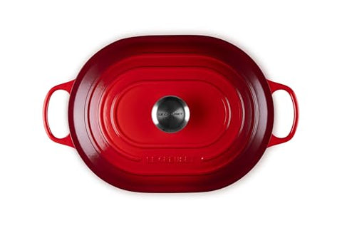 Le Creuset Signature Oval Casserole side view highlights sturdy easy to grip handles