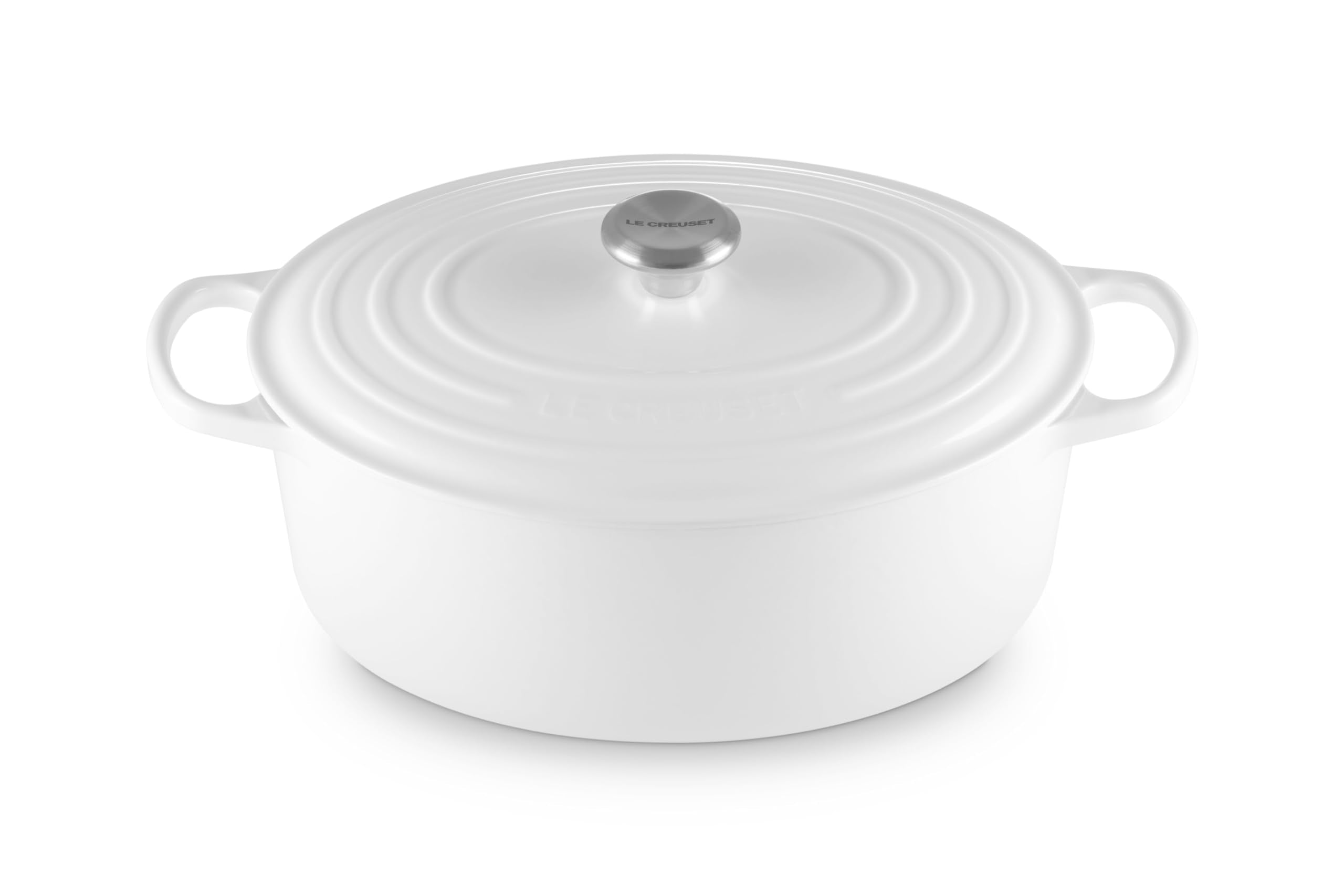 Le Creuset Signature Oval Dutch Oven 8 qt front view showing even heat distribution for family meals