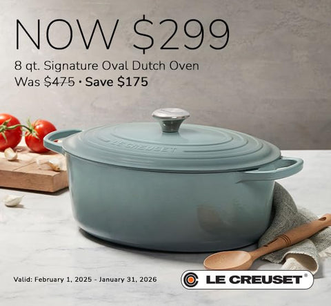 Le Creuset Signature Oval Dutch Oven lid close-up showing enamel detail and seal