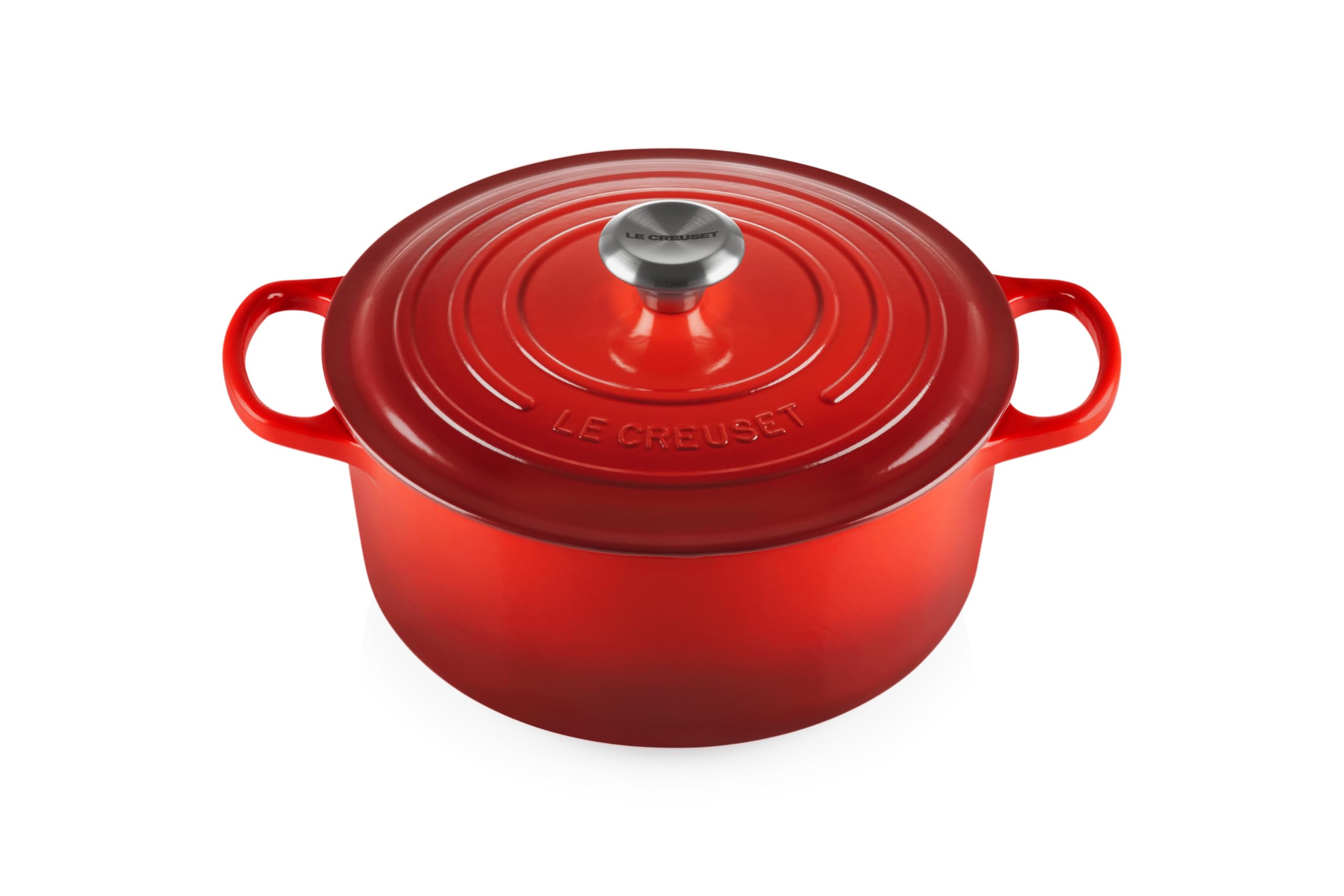 Le Creuset Signature Round Dutch Oven Cerise, front view for versatile meals.