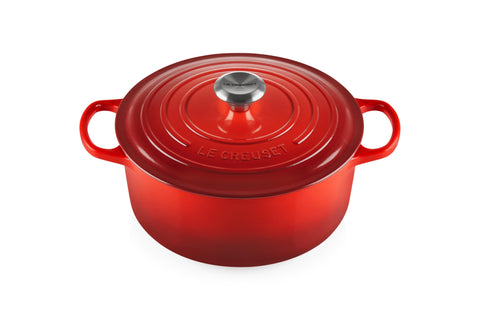 Le Creuset Signature Round Dutch Oven Cerise, front view for versatile meals.