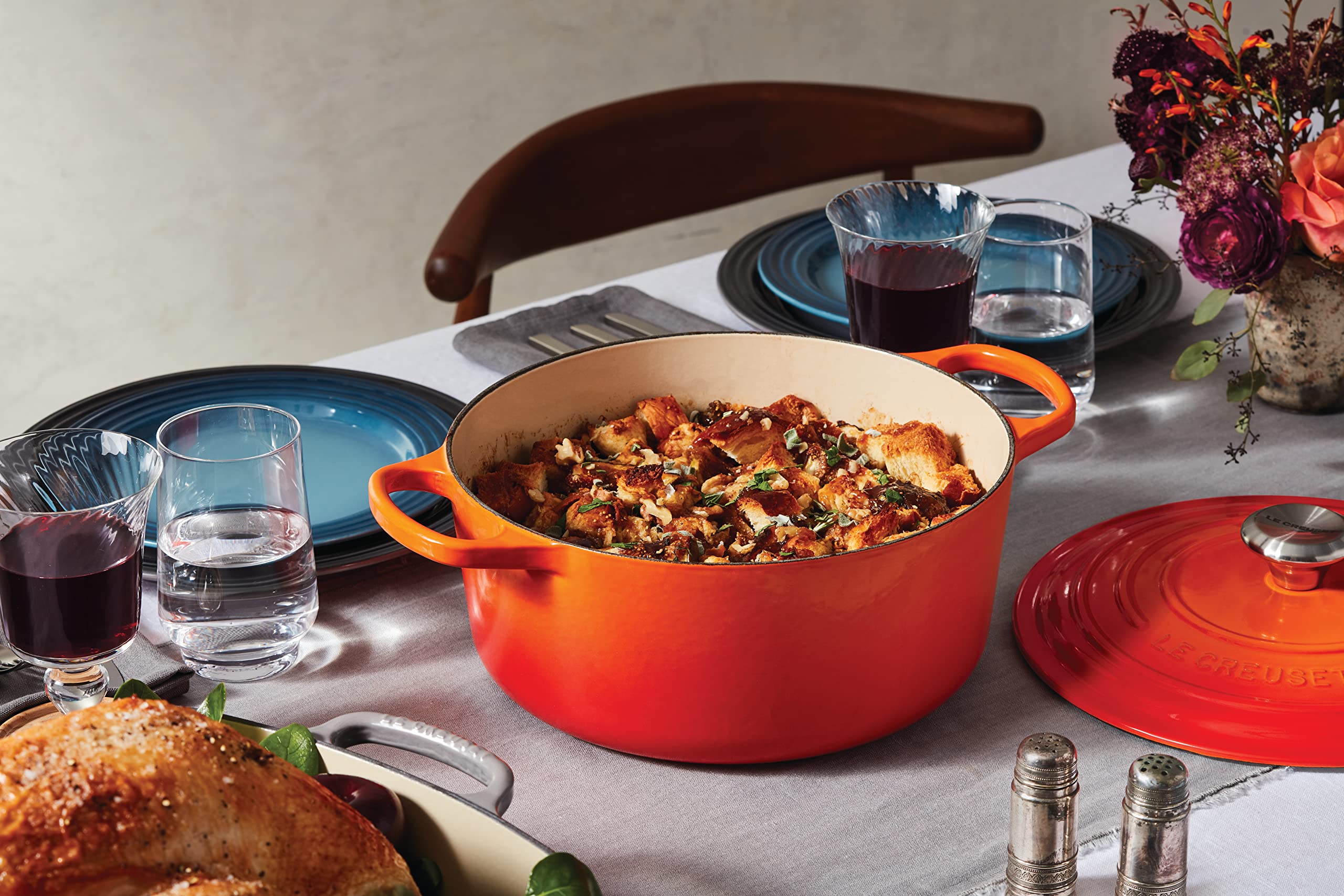 Le Creuset braising closeup emphasizes moisture retention and tender results.