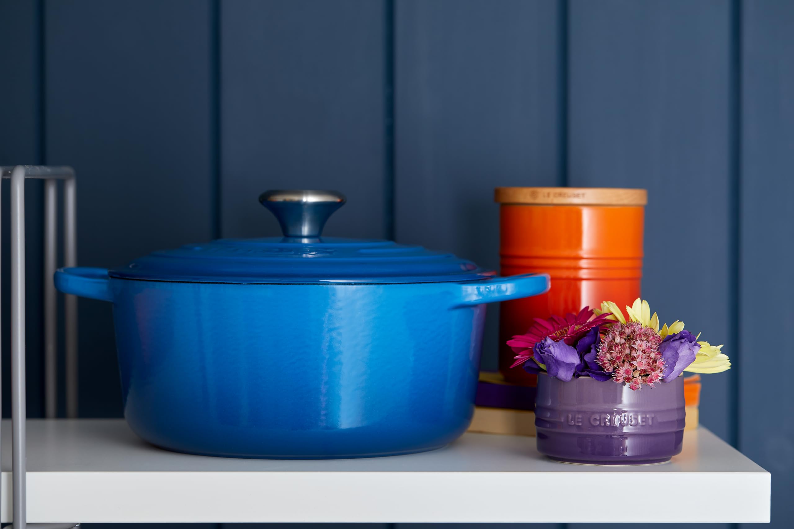 Le Creuset Signature Dutch Oven Marseille enamel resists staining and is dishwasher-safe