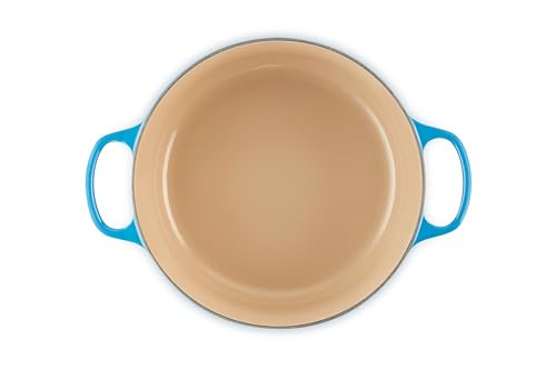 Le Creuset Signature Dutch Oven Marseille interior enamel allows easy monitoring of cooking progress