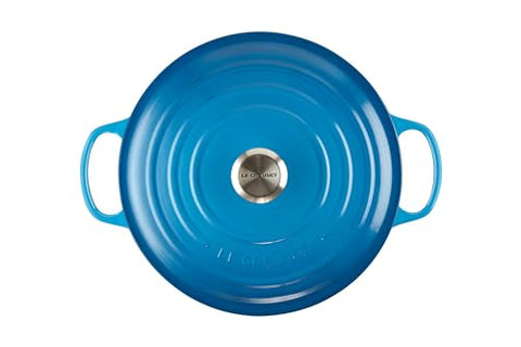 Le Creuset Signature Dutch Oven Marseille lid designed to circulate steam and lock moisture