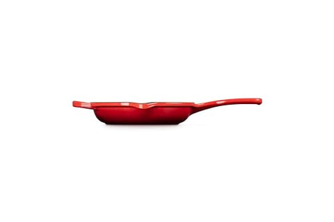 Le Creuset Signature skillet Cerise with lid open, enamel interior visible